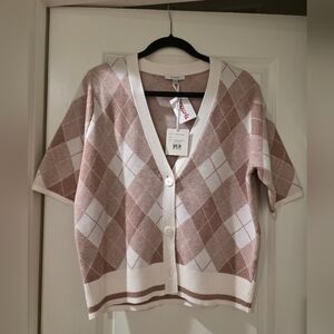 Women's Sioni Heather Salmon/Eggshell Argyle Sweater